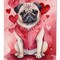 Edge Collections - 11.25" X 15.50" - Multicolor - Pug My Valentine Decorative Banner - 1 Piece